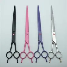 9 ''24 см индивидуальный логотип Япония 440C профессиональные собаки кошки домашние животные Парикмахерские ножницы для волос прямые ножницы C4005