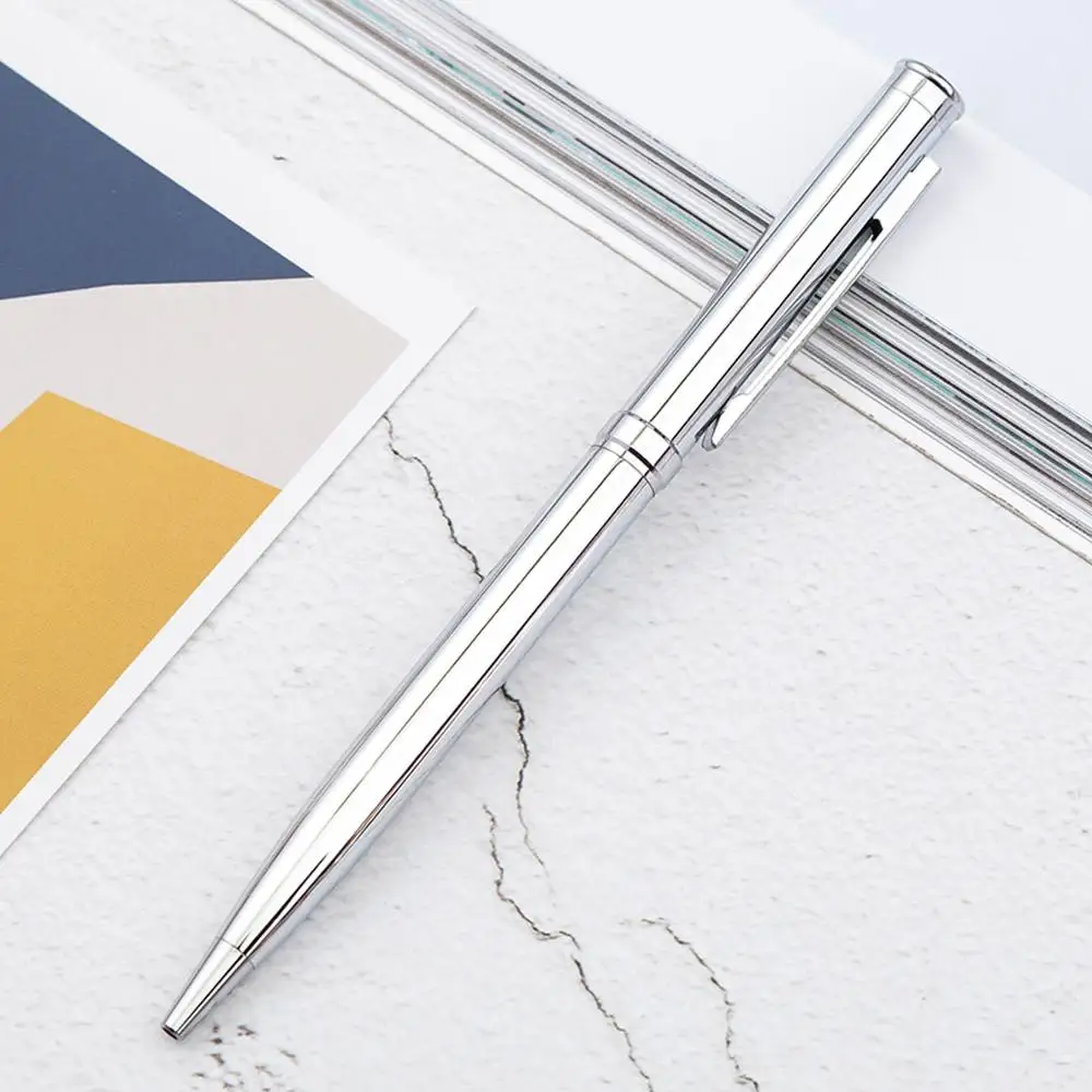 Изысканная металлическая шариковая ручка рекламная подарочная ручка подпись в офисе ручка школьная Ручка - Цвет: Bright silver