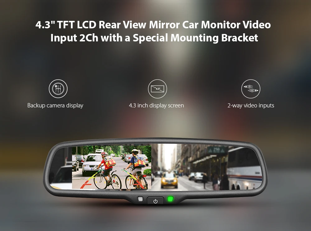 GERMID 4," TFT lcd Зеркало заднего вида Автомобильный монитор 2 видео вход со специальным монтажным кронштейном