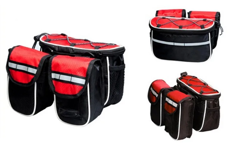 Mountain Bike Bicycle Frame Tube Bag Bicycle Accessories 4 in 1 Cycling Pouch Bags Sport Cycling Panniers Bags Phone Container (3)