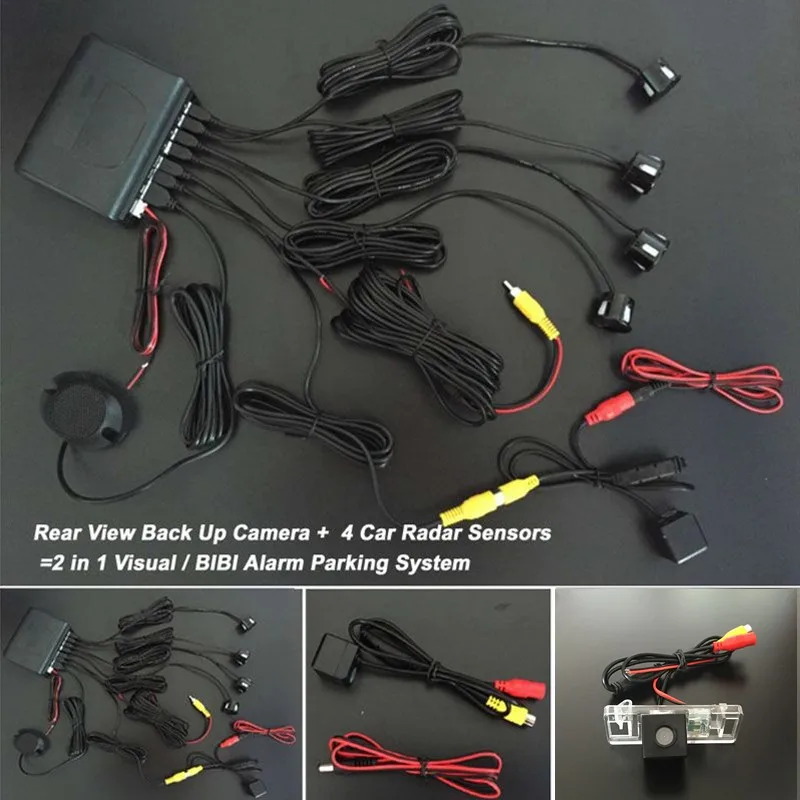 

4 Sensors Car Parking Sensor Auto Reverse Radar Detector For Peugeot 207 2D Coupe Cabriolet / 3D5D Hatchback + Car Backup Camera