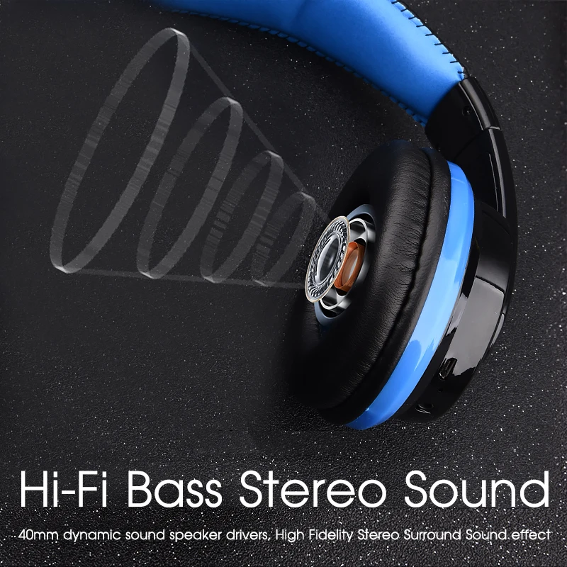 Over Ear Bass cuffie Stereo Bluetooth cuffie Wireless supporto Micro SD Card  Radio microfono