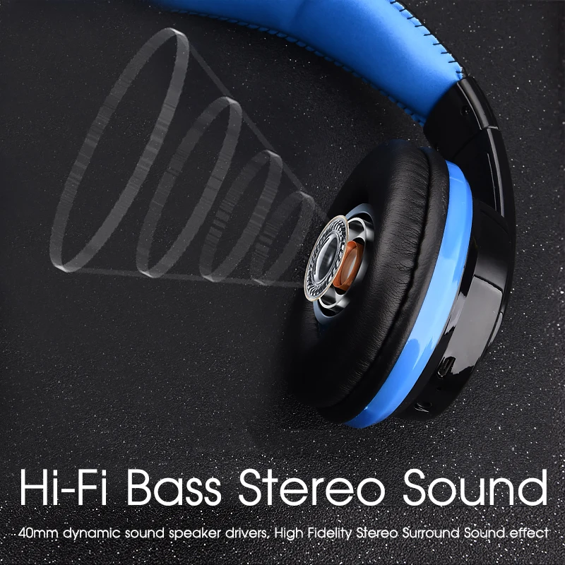Über Ohr Bass Stereo Bluetooth Kopfhörer Wireless Headset Unterstützung Micro SD Karte Radio Mikrofon