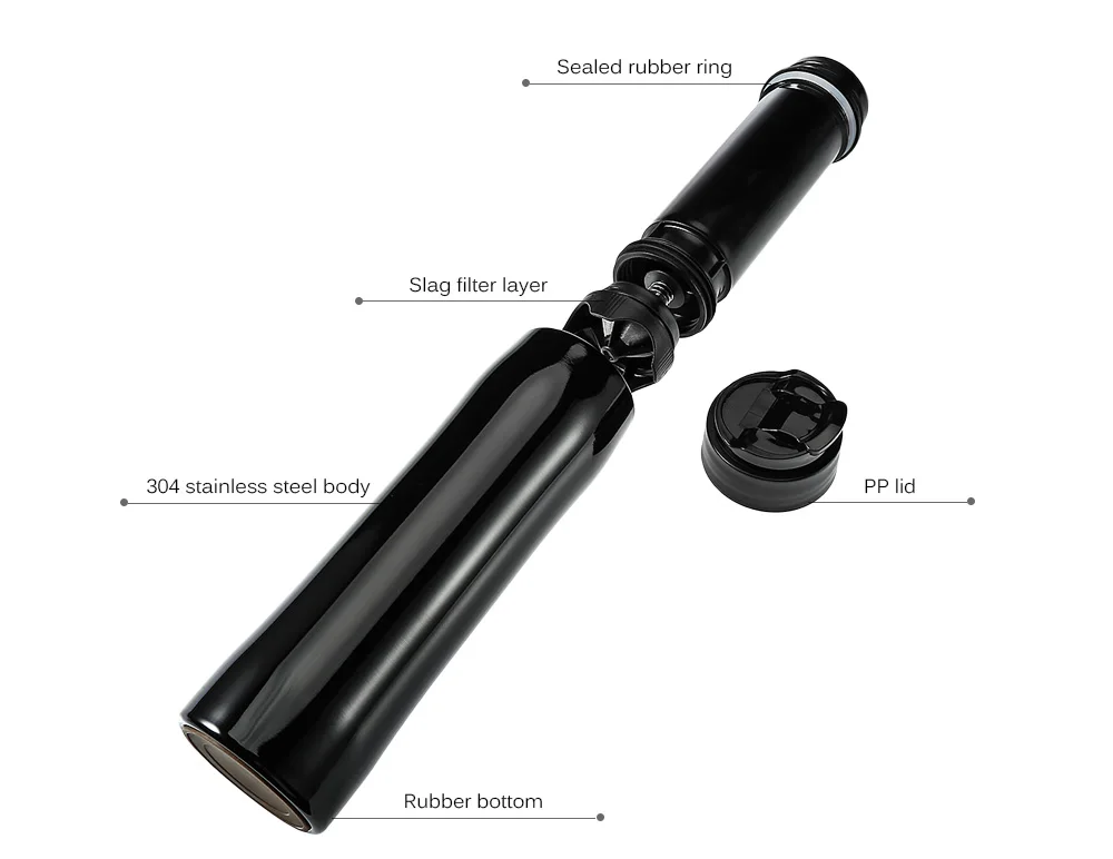 Self-lock Portable French Press Coffee Tea Maker Bottle with Separation Filter