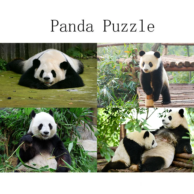 

1000Pcs Kids Wooden Wood Panda Animal Cognition Puzzle Learning Educational Toy Christmas Gifts for kid Developmental Baby Toys