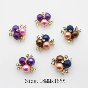

10Pcs/lot 20*20mm crystal rhinestone pearl buttons Flower Metal button Flatback Clothing DIY Handmade Craft Decorative Scrapbook
