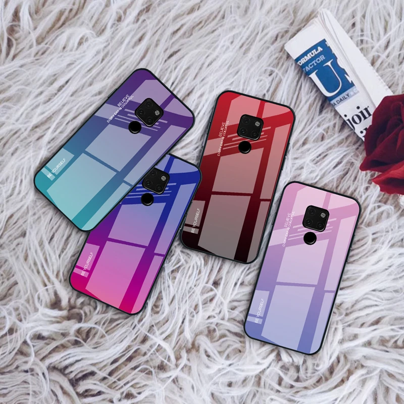

Gradient Tempered Glass Protective Case For Huawei Honor 8X Nova 3i 3 P20 Pro Mate 20 10 Lite P Smart Plus Phone Housing Cover