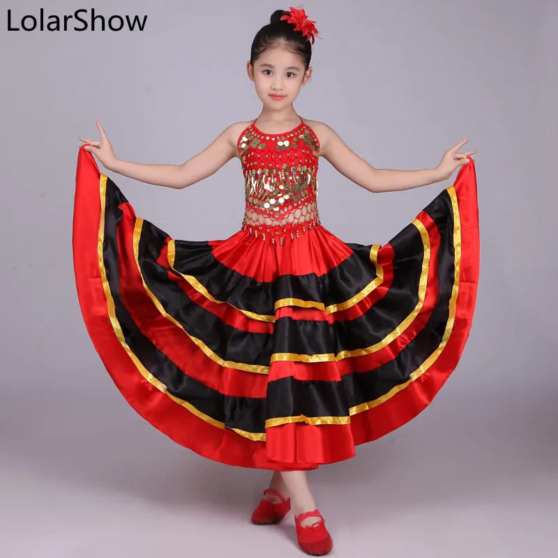 Фламенго испанский юбка для танцев Vestido Flamenca дети Saia фламенко