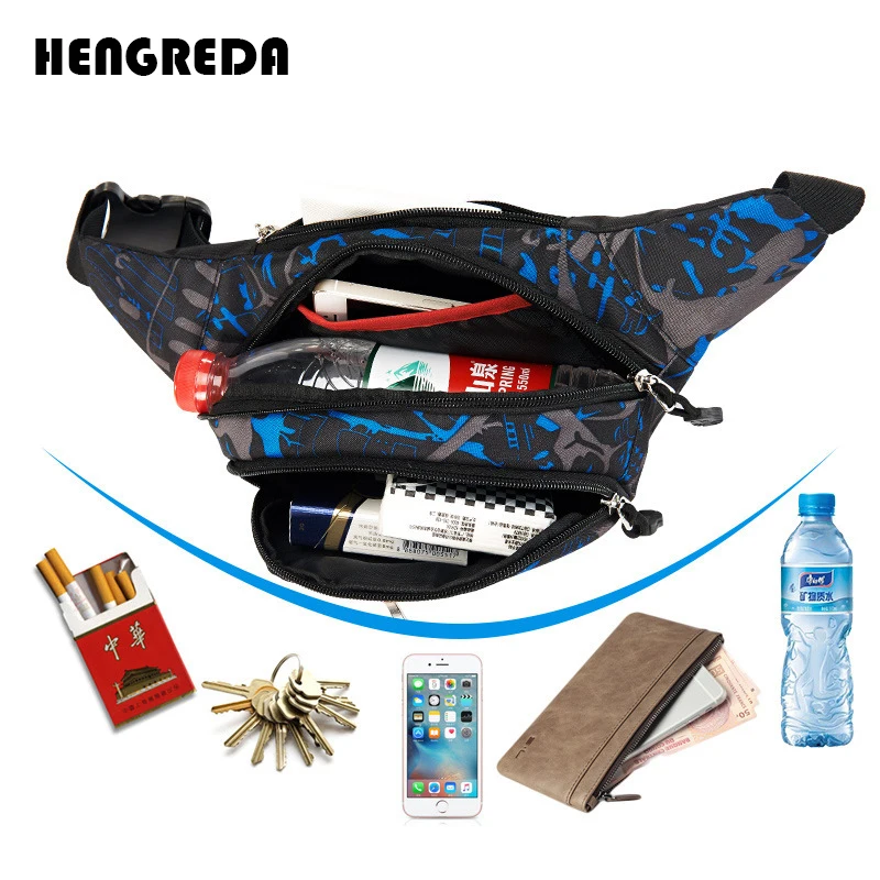 Hengreda-2018 패니 팩 허리 가방, 부랑자 포켓, 남성 캐주얼 여행 벨트 가방, 자전거 여성 패션, 나일론 방수 크로스 바디 백