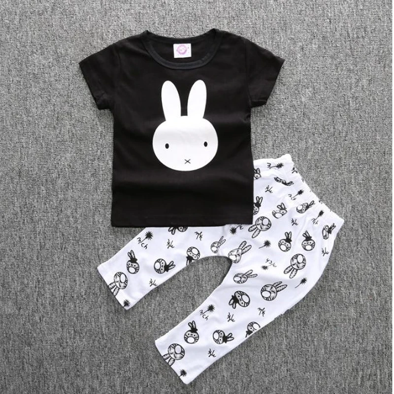 newbron baby Girls Clothing set Cotton cute Rabbit t-shirt+pants 2pcs suit 2018 roupa infantil menina