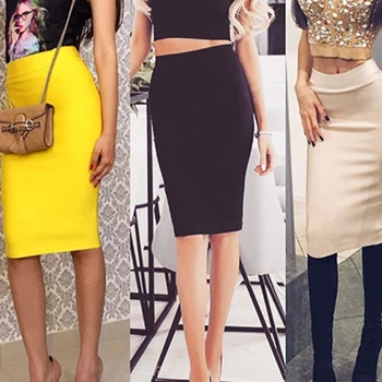 

Nayssi 2019 Women New Knee Length Midi Pencil Office High Waist Bandage Skirt