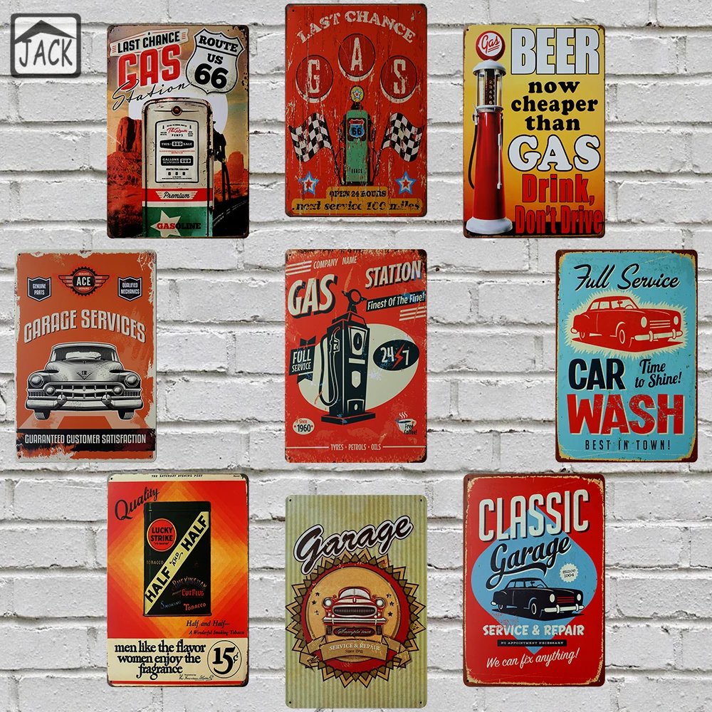 

Classic Garage Petrol Oil Gas Station Metal Tin Signs Poster Advertising Bar Pub Garage Home Wall Decor Retro Plaques Wall Plate