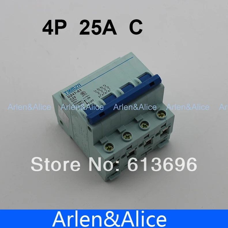 

4P 25A 240V/415V Circuit breaker MCB C TYPE 4 Poles