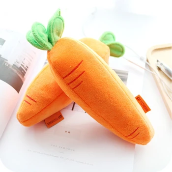 

Cute Carrot Plush Pencil Case Stationery Creative Fruit Vegetable Pencil Bag School Supplies For Girls Kawaii Pencil Box Gift