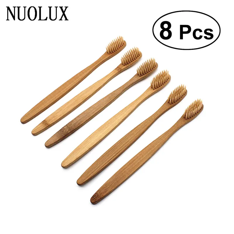 8pcs Bamboo Toothbrush Natural Wooden ECO Friendly Toothbrush with Soft