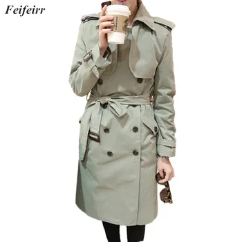 

2018 Spring Autumn Women new Korean loose casual long section Trench Coat Fashion Slim Double Breasted Casual Overcoat