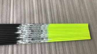 12 шт. стрелы из чистого углерода длина 30 дюймов диаметр 6,2 мм в розовом/желтом/зеленом/синем цвете для DIY стрельбы из лука и охоты - Цвет: Spine 340 Yellow