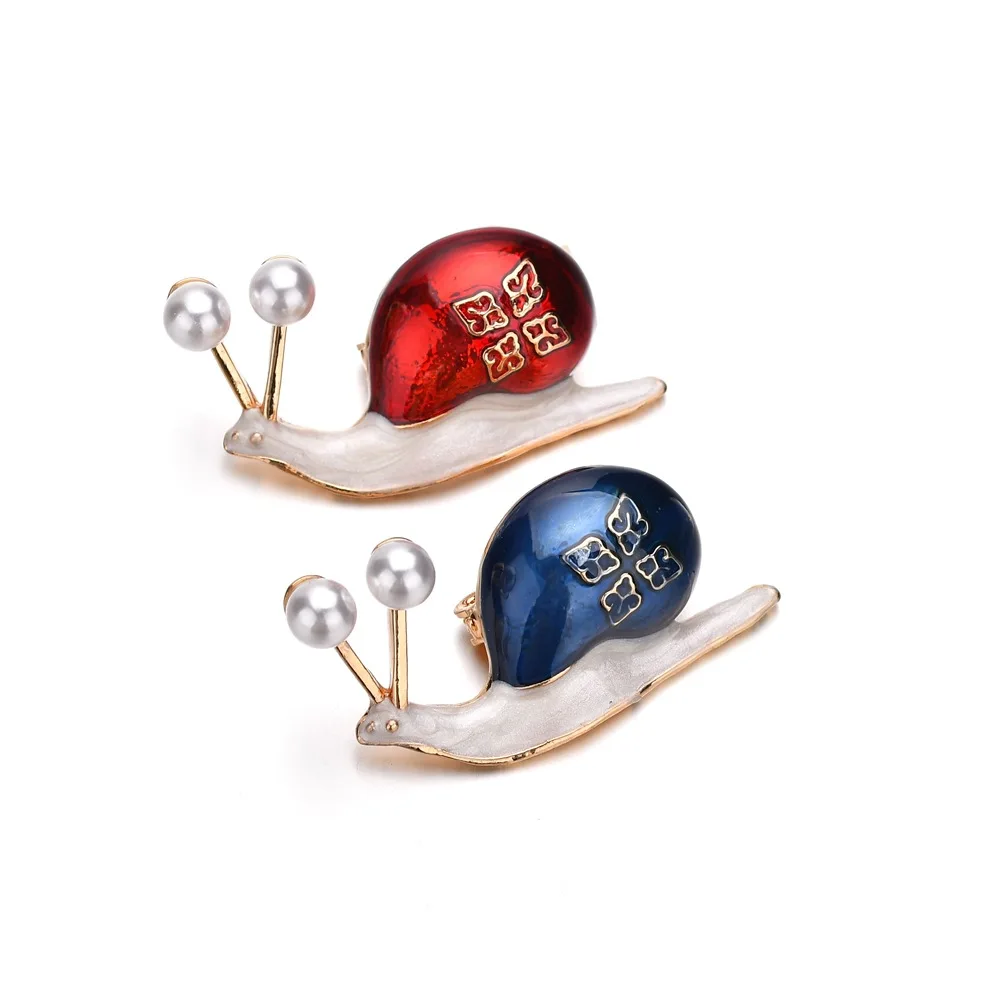 

Cute Women Enamel Snail Brooch Pin Paint Animal Brooches Broches Imitation Pearl Insect Scarf Lapel Pins Office Accessories Gift