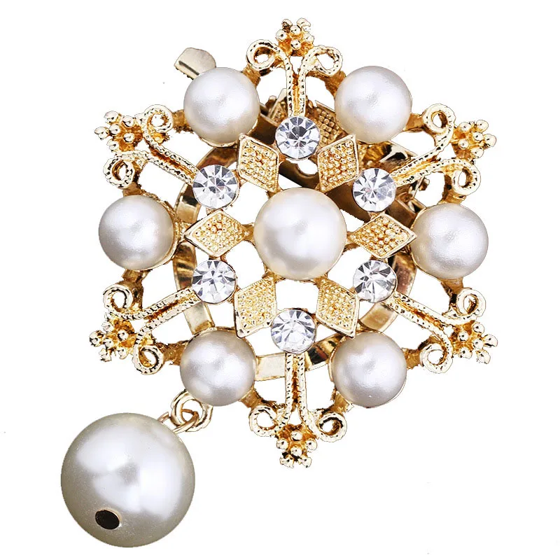 

Dish RANThree button-in-drill pearl sweater Brooch wedding high-end dual-purpose silk scarf Brooch Pin scarf