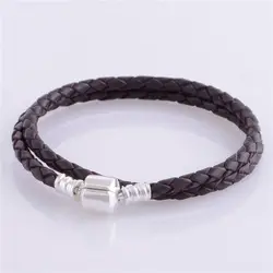 CKK браслет из темно-кофейной кожи Двойные Браслеты для женщин Pulseira Feminina Masculina Pulseras Mujer серебро 925 пробы ювелирные изделия