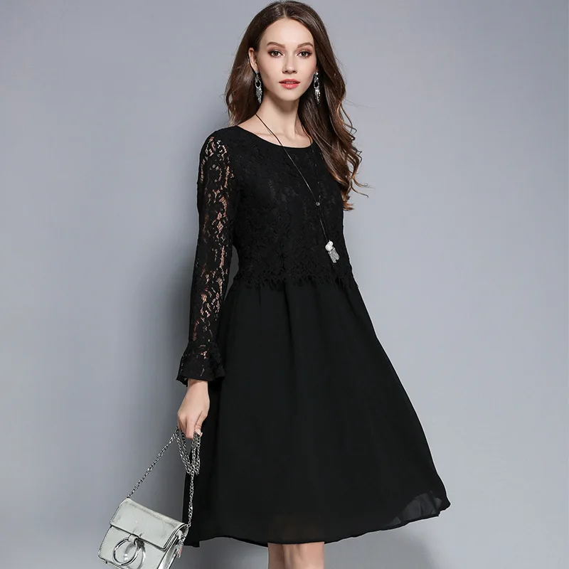 Aliexpress.com : Buy New 2017 Autumn Ladies Plus size chiffon dress ...