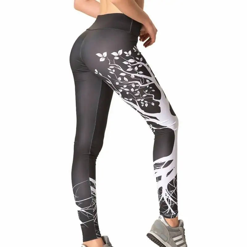 White Black Print Workout Leggings Women Plus Size Halloween Christmas