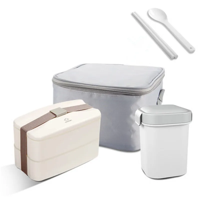 Японский стиль Ланч-бокс пластиковые коробки для обедов бенто творческая пища контейнеры с мешком посуда тепло от microwavable