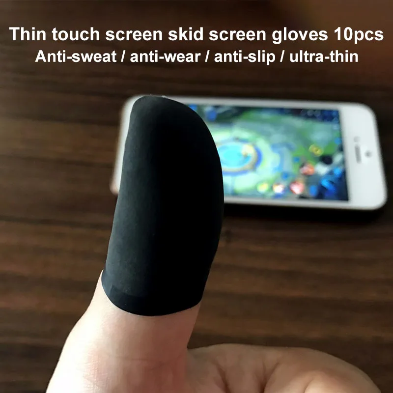 

10Pcs Mobile Finger Sleeve TouchScreen Game Controller Sweatproof Gloves for Phone Gaming NC99