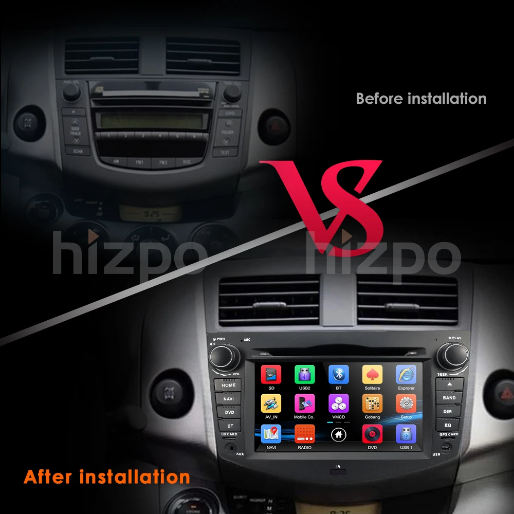 Excellent Hizpo Car Dvd Player For Toyota RAV4 Rav 4 2007 2008 2009 2010 2011 2 din 800*480 gps navigation subwoofer free rear view camera 7