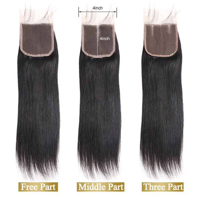 Peruvian Straight Virgin Hair Bundles with Closure with Baby Hair Unprocessed Straight Human Hair Bundles with Closure Funmi