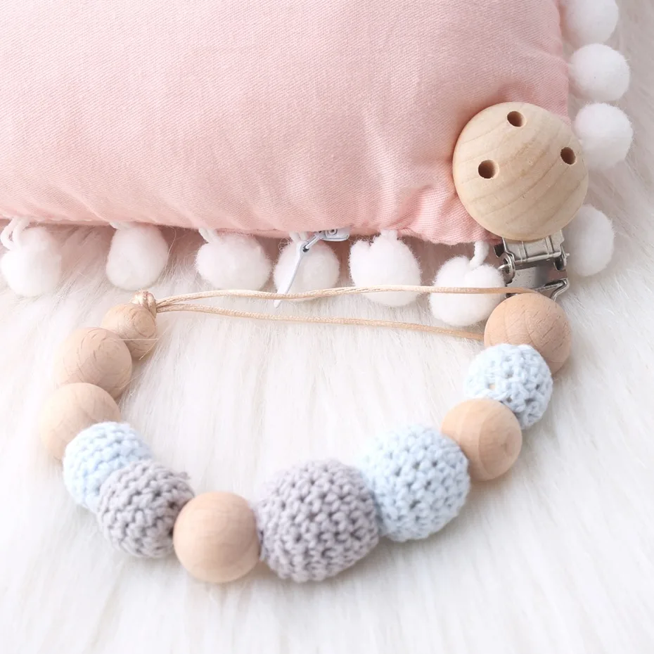 

CHEWELRY 1pc Hook Beads Baby Nursing Accessories Beech Wood Jewelry Teething Baby Wooden Sensory Teething Rings Baby Teething