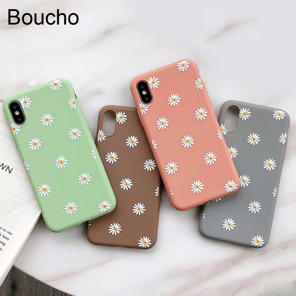 Boucho карамельный цвет ромашки цветы чехол для телефона iphone XS MAX XR X модный
