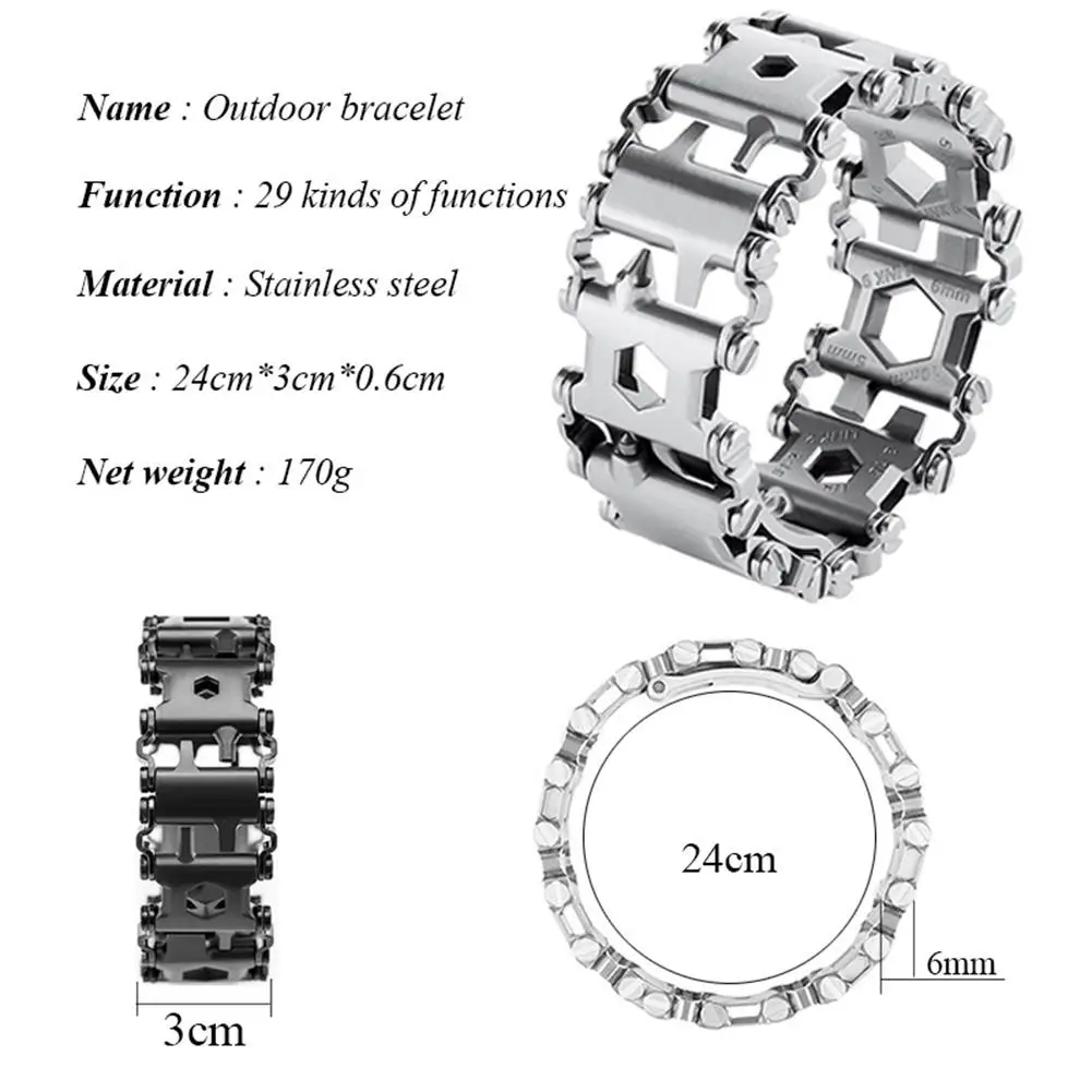 Soñar al aire libre de los hombres empalmado pulsera multifuncional con herramienta de destornillador de cadena de mano de campo pulsera de la supervivencia - 6