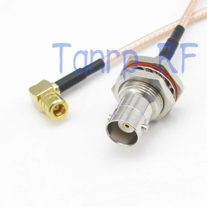 

8in BNC female with nut bulkhead to SMB female right angle RF adapter 20CM Pigtail coaxial jumper cable RG316 extension cord