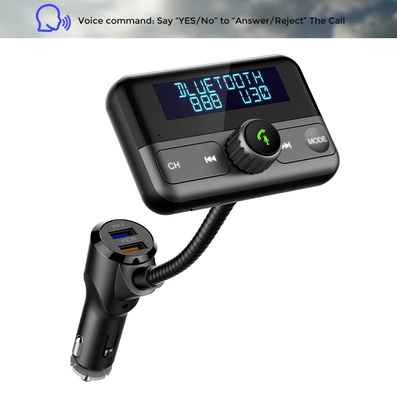 

CASEWIN Car Charger For Xiaomi Mobile Phone Handsfree Bluetooth FM Transmitter Car Kit LCD MP3 Player Dual USB Car Phone Charger