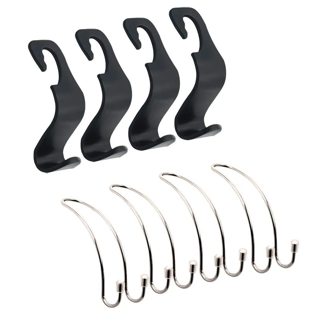 4 Pcs Asiento de coche reposacabezas Hanger ganchos de almacenamiento Ganchos de Reposacabezas de Coche con Diamantes de Imitaci/ón para el Bolso de la Bolsa de comestibles