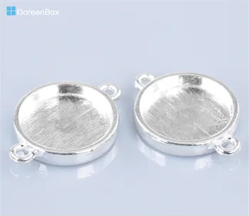 

Doreen Box Lovely Connectors Round Silver color Round Cabochon Setting 26x19mm(Fits 16mm Dia),20PCs (B22151)