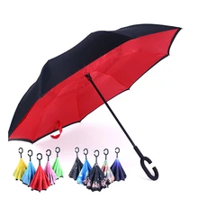 

New Reverse Umbrella Double Layer Inverted Windproof Rain Car Umbrellas for Women Inverted Umbrella Sunny and Rainy Umbrella