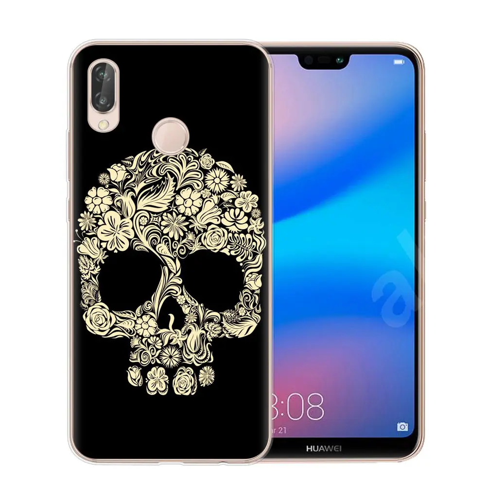 Чехол для телефона в стиле ретро с изображением цветка черепа Huawei P20 P10 Lite Pro P9 P8 2017