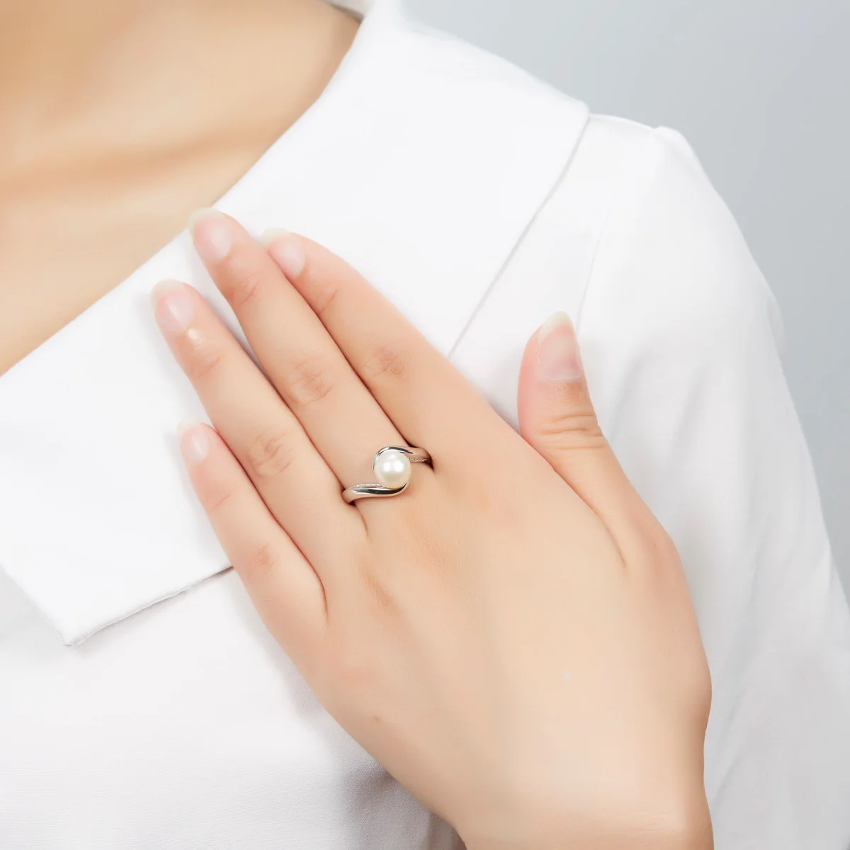

Hutang Real Freshwater Pearl Ring Solid 925 Sterling Silver Rhodium Plated Fine Jewelry Rings for Women Wedding Gift 2017