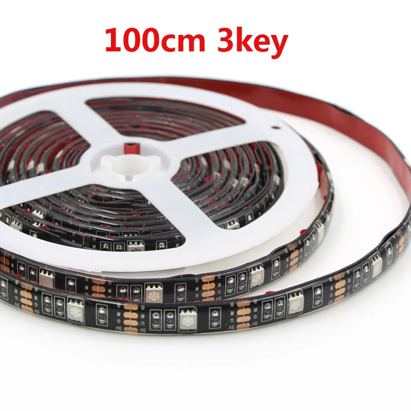 1 м 2 м 3 м ТВ USB водостойкий SMD светодиодные полосы 5050 RGB многоцветный ТВ фон Настольный фон с подсветкой ТВ Компьютерный дисплей - Испускаемый цвет: 100cm 3key black pcb
