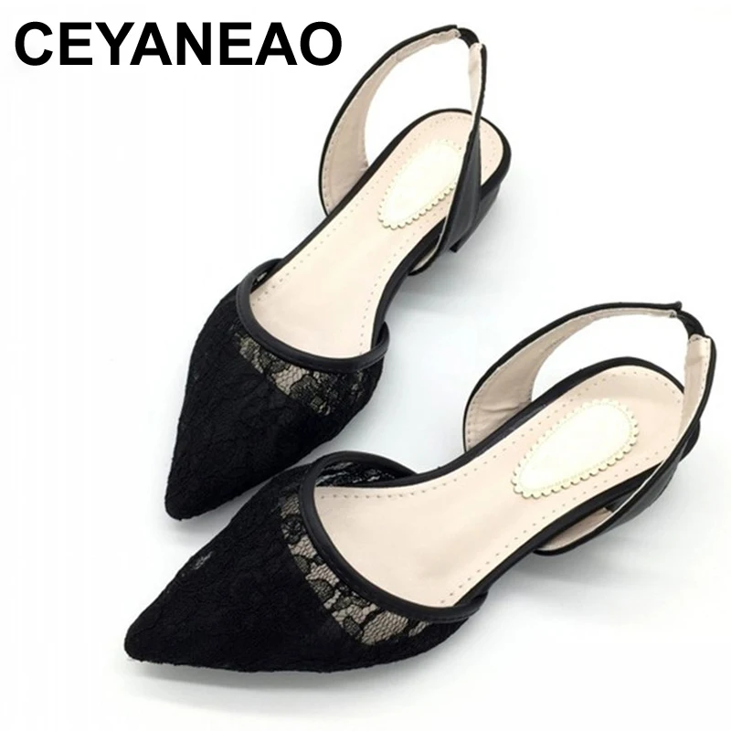 

CEYANEAO2018 Newest Shoes Women Fashion Female Sandals Lace Low Square Heel Back Strap Summer Ladies Work Shoes Footwear E798