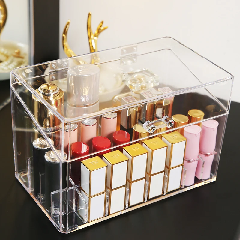 

ANFEI Large Dusty Lip Glaze Storage Box 24 Grids Transparent Acrylic Makeup Case Lipstick Lip Gloss With Lid Finishing Box C211