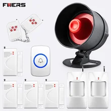Fuers недорогая беспроводная система охранной сигнализации 120 дБ, местная сирена, динамик, домашняя охранная сигнализация, детектор движения, дверной датчик, кнопка, комплект
