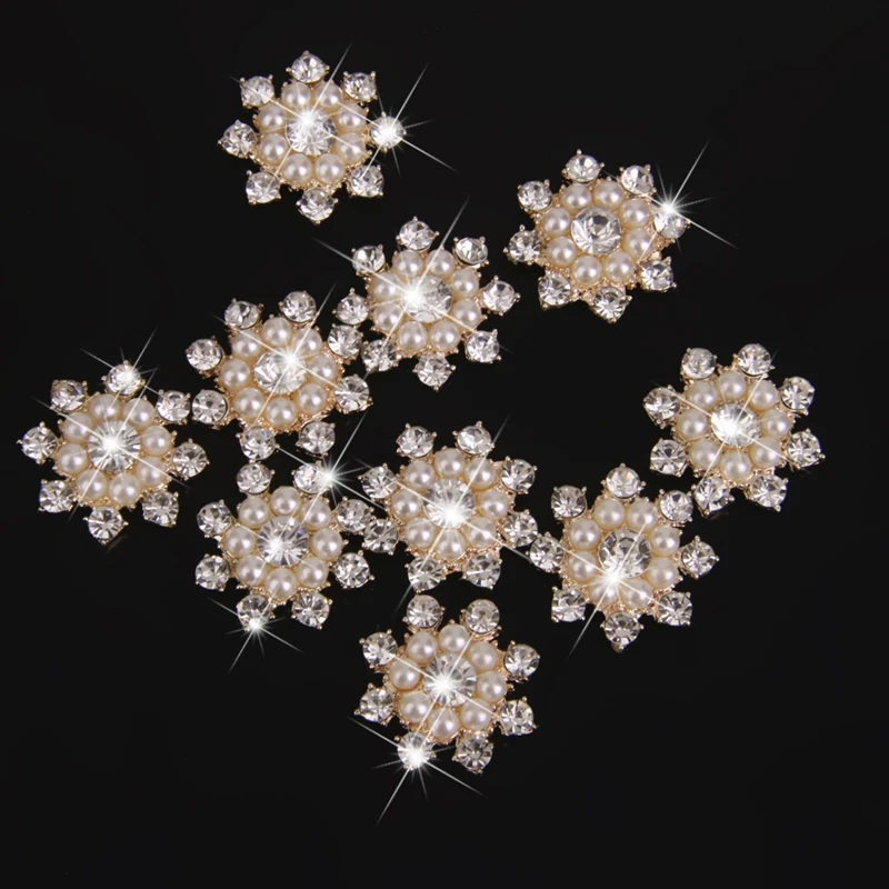 

10PCS Vintage Metal Decorative Buttons For Baby Kids Hair Accessories Alloy Flat Back Rhinestone Buttons Diy Craft Supplies