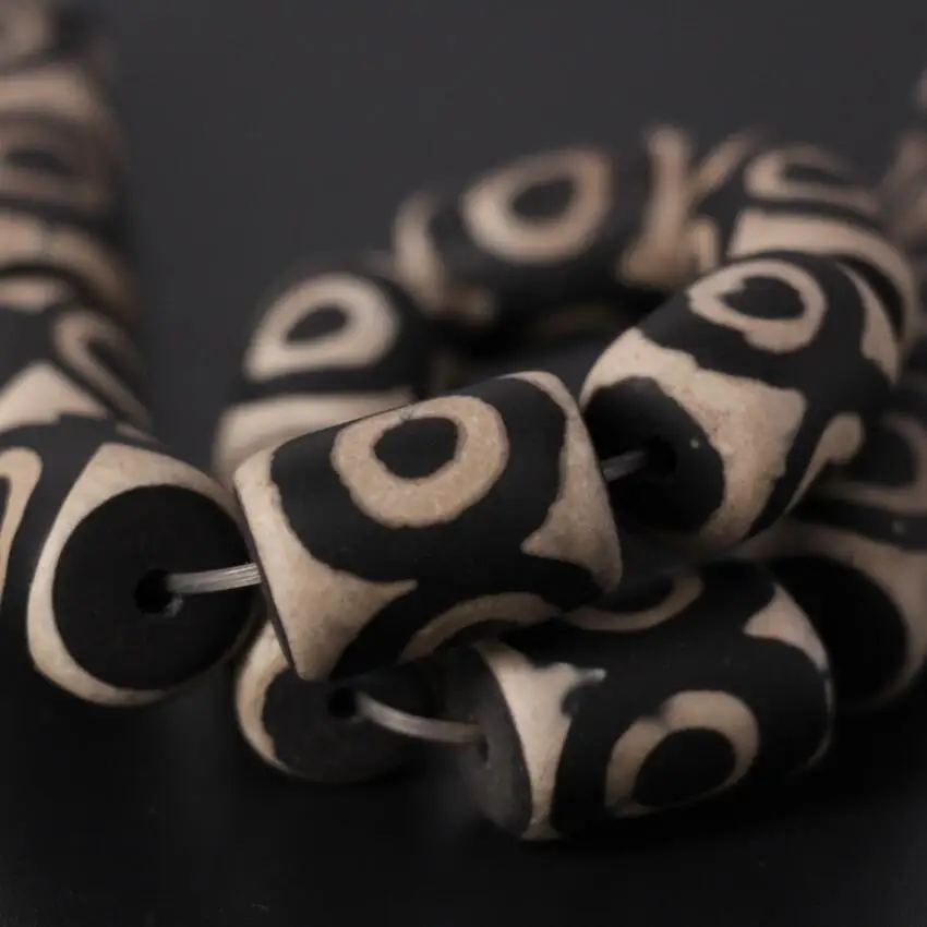 2Strands/Lot,15x20mm Natural Tibetan Onxy Vintag Eye Dzi Tube Cylinder Spacer Beads Wholesale,Bracelet Necklace Jewelry Making