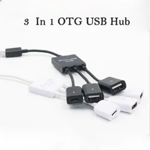 Hot 3 in 1 Micro USB 2.0 OTG Hub Portable USB Cable Adapter Splitter For Samsung HTC Huawei Tablets PC Android Phone Nov16