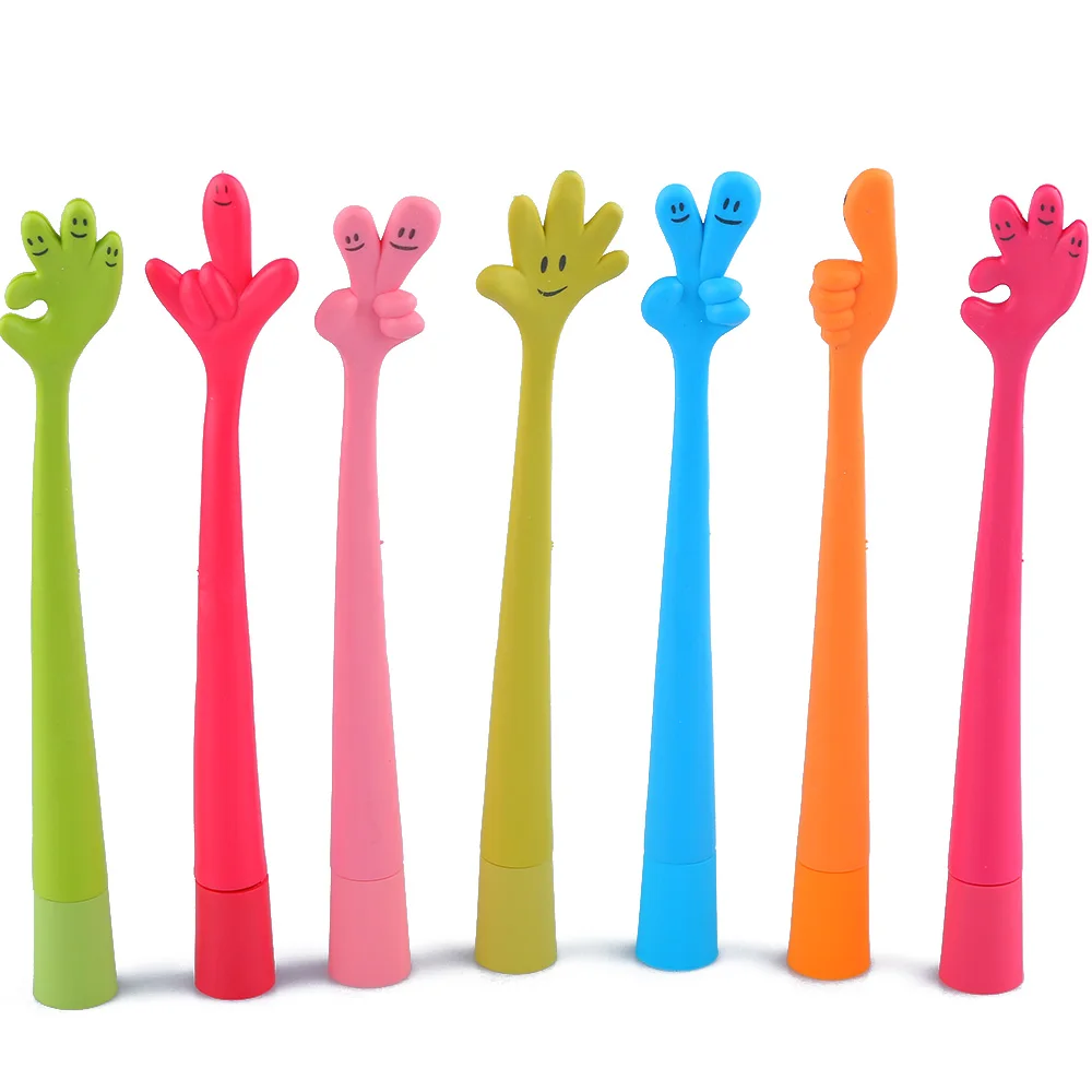 

2PCS Cartoon Ballpoint Pen Black Ink Cute Free to Bend Finger Ball Pen Writing Tool Decoration School Stationery Office Supplies