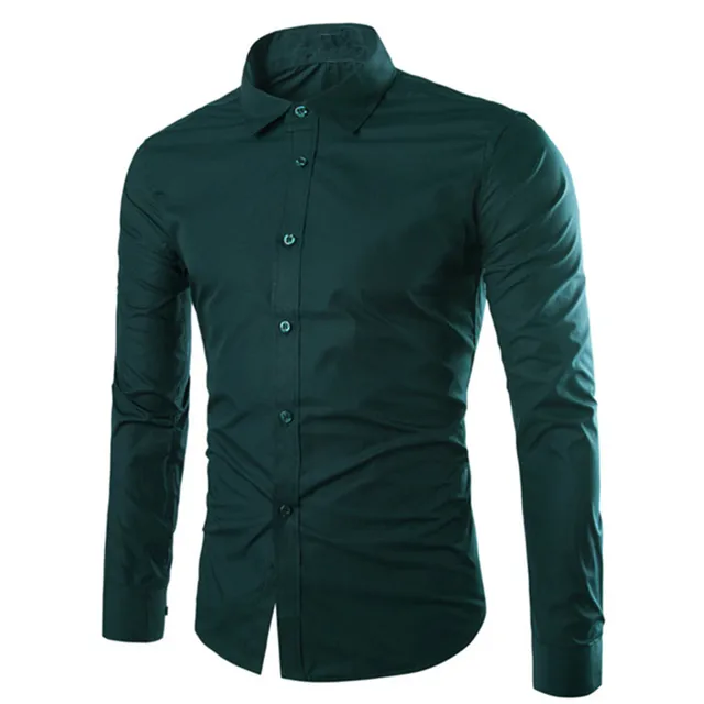 Men Casual Long Sleeve Tops Tide Boy Club Clothing Dark Green Blusa Men Casual Long Sleeve Tops Tide Boy Club Clothing Dark Green Blusa Male Turn Down