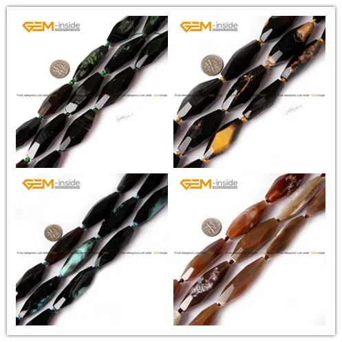   Agate Beads Olivary 15x45mm Faceted  Fashion Jew...